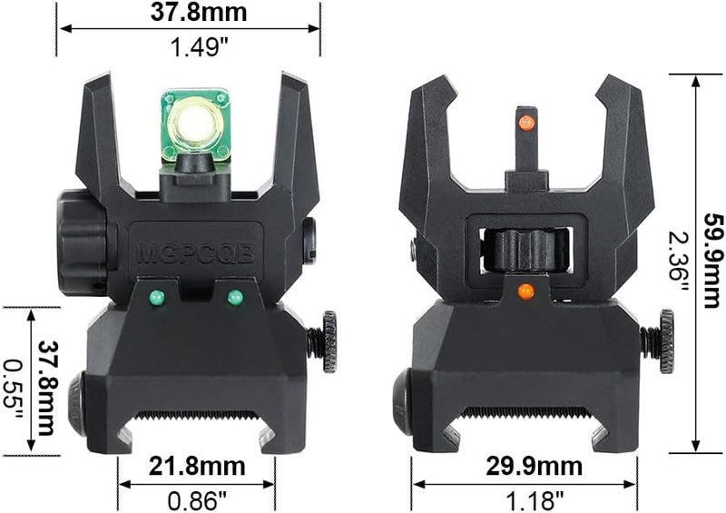 ohhunt Fiber Optic Sights Foldable Flip Up Sights Back up Sight Polymer Fiber A15 - Image 5